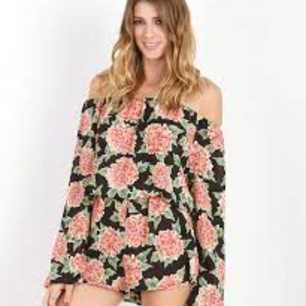 Show Me Your Mumu SMALL Rane Romper Flower Puff S